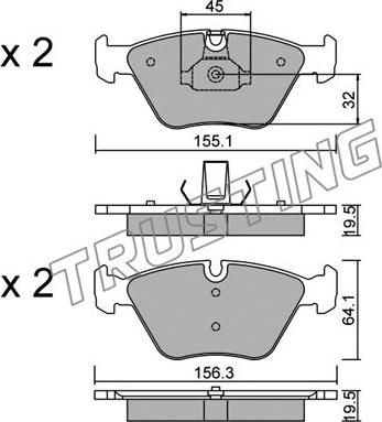 Trusting 216.3 - Тормозные колодки, дисковые, комплект www.parts5.com