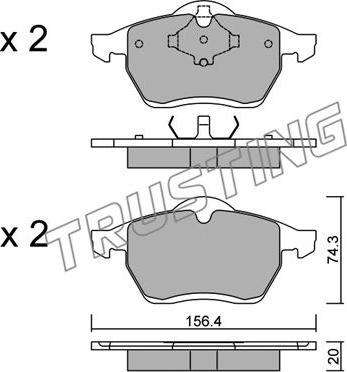 Trusting 288.0 - Sada brzdových platničiek kotúčovej brzdy www.parts5.com