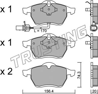 Trusting 288.1 - Kit de plaquettes de frein, frein à disque www.parts5.com