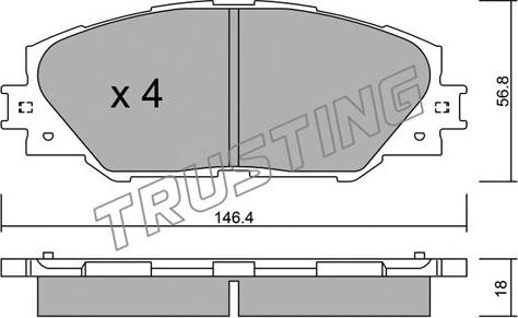 Trusting 764.0 - Комплект спирачно феродо, дискови спирачки www.parts5.com