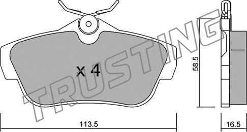 Trusting 728.0 - Тормозные колодки, дисковые, комплект www.parts5.com