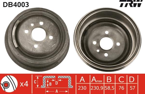 TRW DB4003 - Zavorni boben www.parts5.com