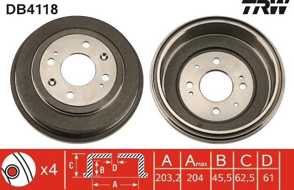 TRW DB4118 - Tambor de freno www.parts5.com