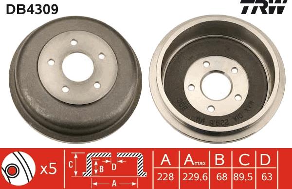 TRW DB4309 - Brake Drum www.parts5.com