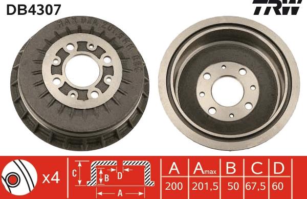 TRW DB4307 - Brake Drum www.parts5.com