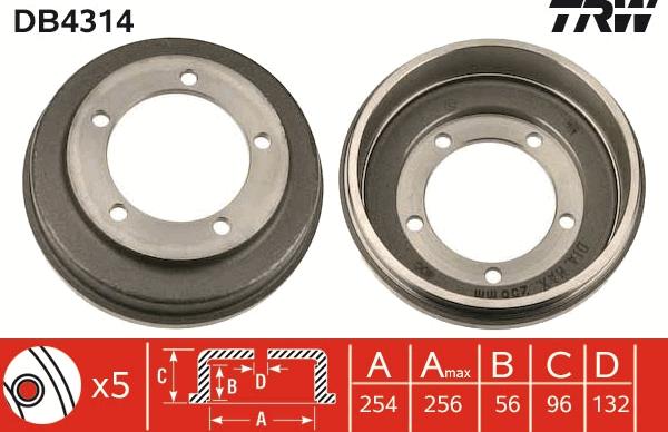 TRW DB4314 - Brake Drum www.parts5.com