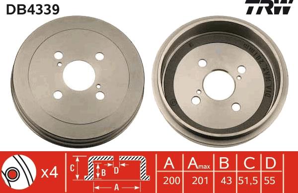 TRW DB4339 - Zavorni boben www.parts5.com