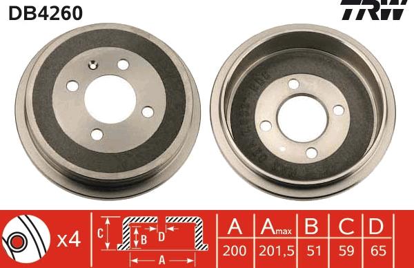 TRW DB4260 - Tambur frana www.parts5.com