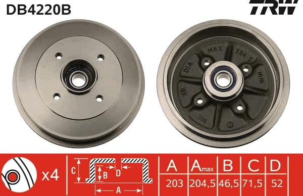 TRW DB4220B - Doboš kočnice www.parts5.com