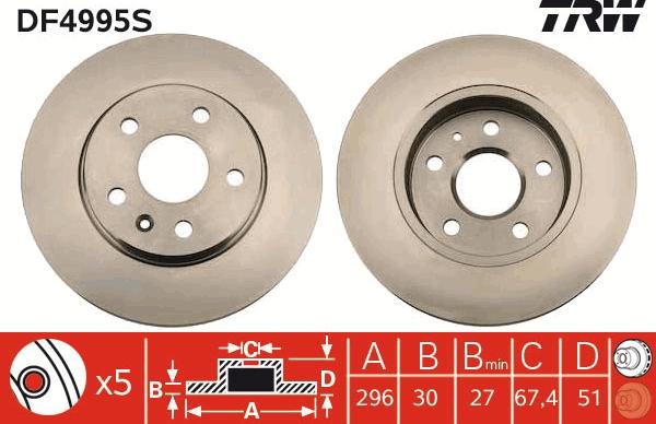 TRW DF4995S - Brake Disc www.parts5.com