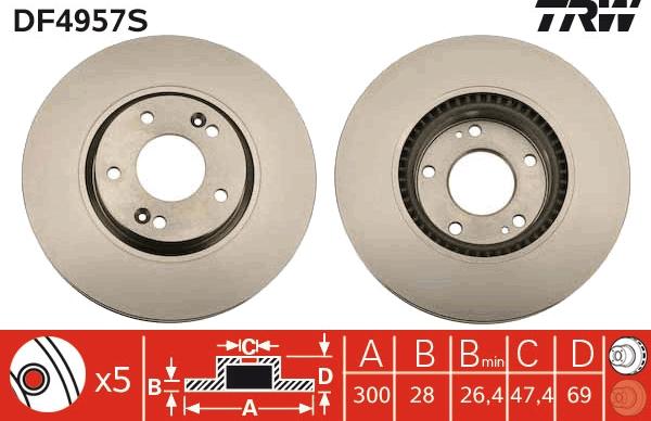 TRW DF4957S - Disco de freno www.parts5.com