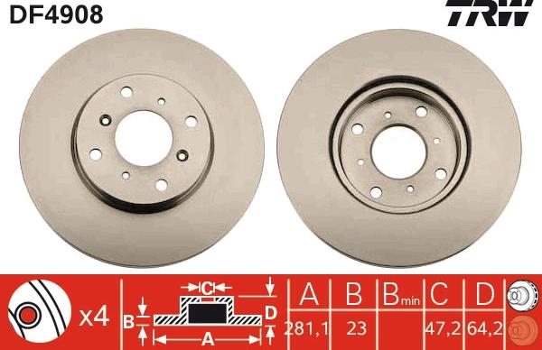 TRW DF4908 - Disco de freno www.parts5.com