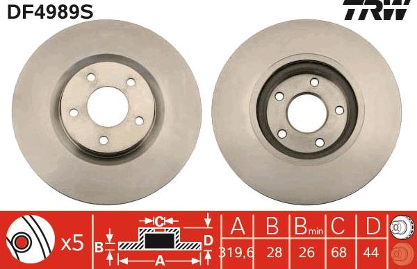 TRW DF4989S - Disc frana www.parts5.com