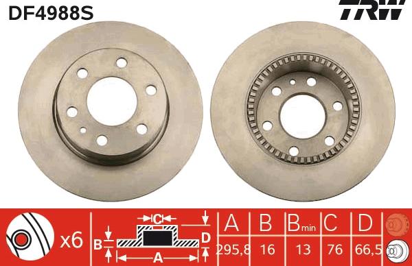 TRW DF4988S - Zavorni kolut www.parts5.com