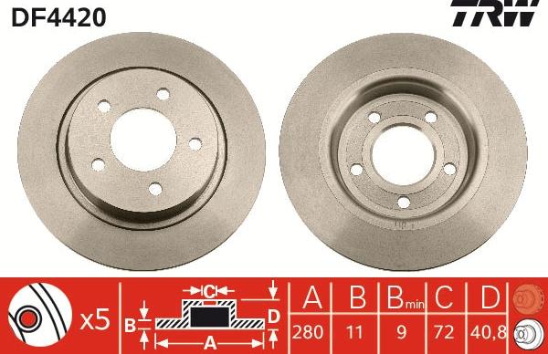 TRW DF4420 - Brzdový kotúč www.parts5.com