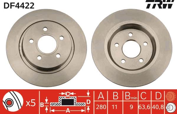 TRW DF4422 - Brake Disc www.parts5.com