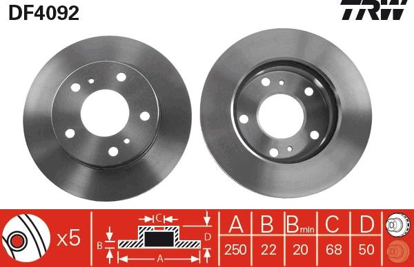 TRW DF4092 - Brake Disc parts5.com