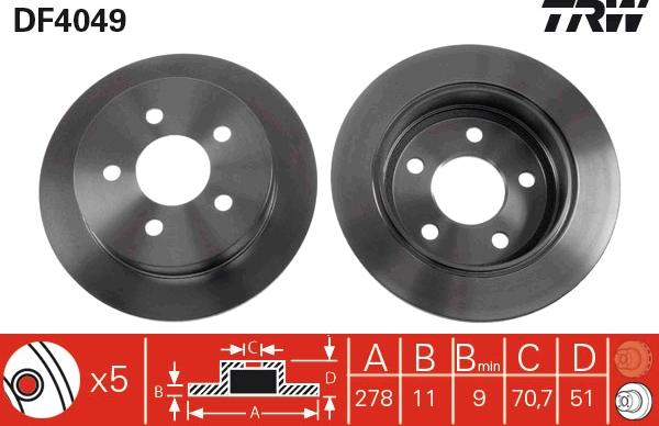 TRW DF4049 - Disco de freno www.parts5.com