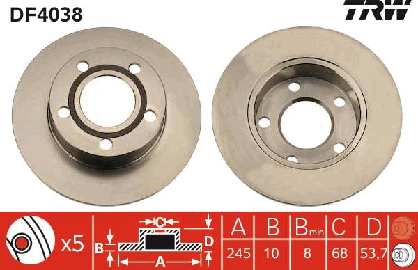 TRW DF4038 - Brzdový kotúč www.parts5.com