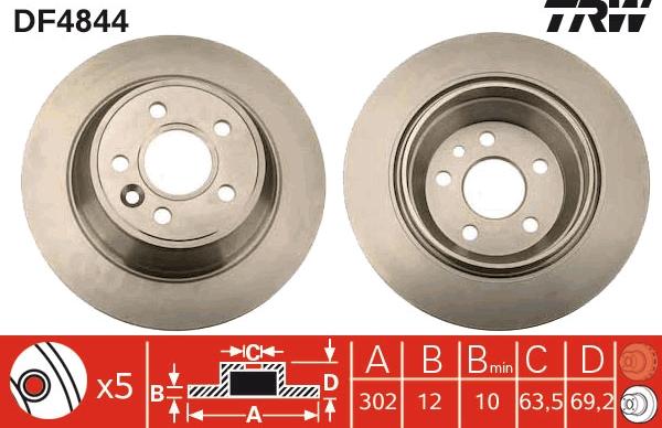 TRW DF4844 - Brzdový kotouč www.parts5.com