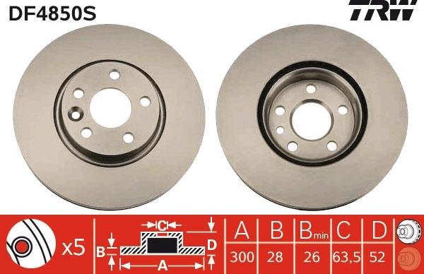 TRW DF4850S - Brzdový kotouč www.parts5.com