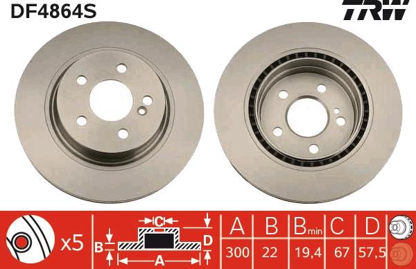 TRW DF4864S - Тормозной диск www.parts5.com