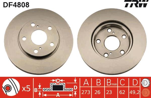 TRW DF4808 - Kočioni disk www.parts5.com