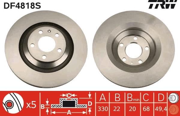 TRW DF4818S - Brake Disc www.parts5.com