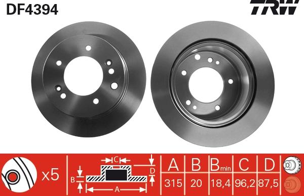 TRW DF4394 - Disco de freno www.parts5.com