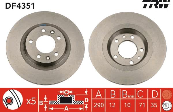 TRW DF4351 - Brake Disc www.parts5.com