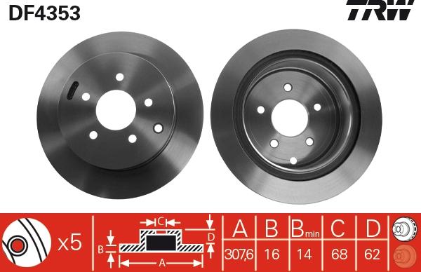 TRW DF4353 - Disco de freno www.parts5.com