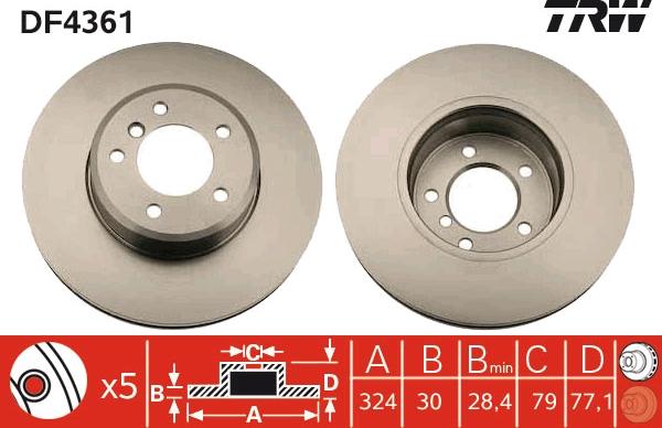 TRW DF4361 - Brake Disc www.parts5.com