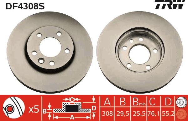 TRW DF4308S - Brake Disc parts5.com