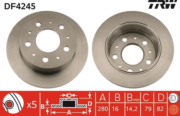 TRW DF4245 - Тормозной диск www.parts5.com