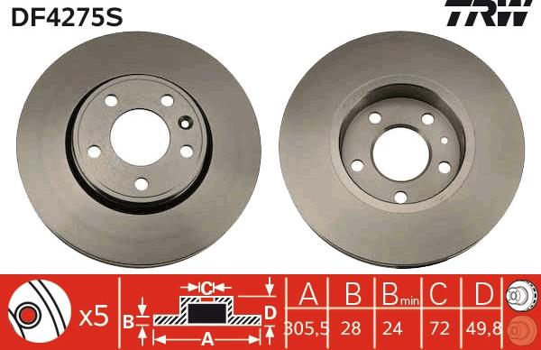 TRW DF4275S - Zavorni kolut www.parts5.com