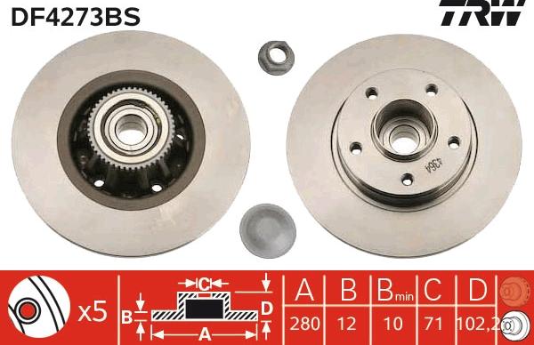 TRW DF4273BS - Tarcza hamulcowa www.parts5.com