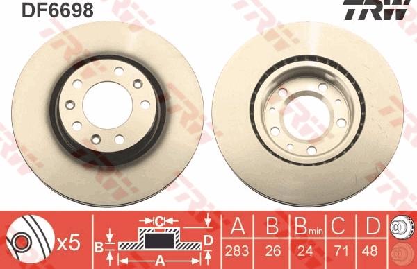 TRW DF6698 - Brake Disc www.parts5.com