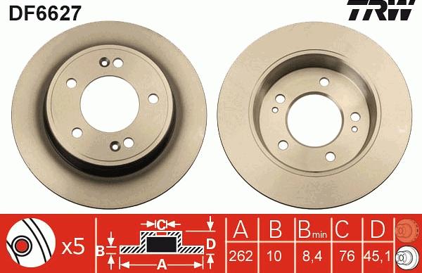 TRW DF6627 - Brake Disc www.parts5.com