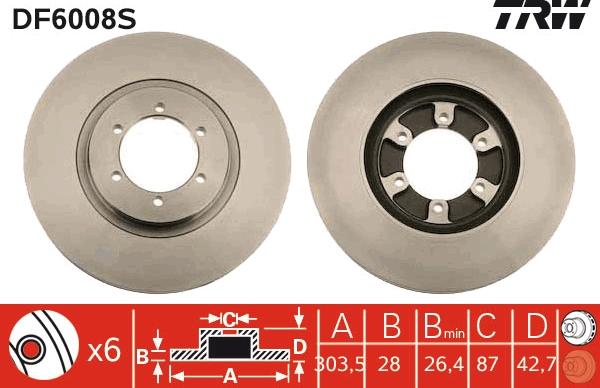 TRW DF6008S - Тормозной диск www.parts5.com