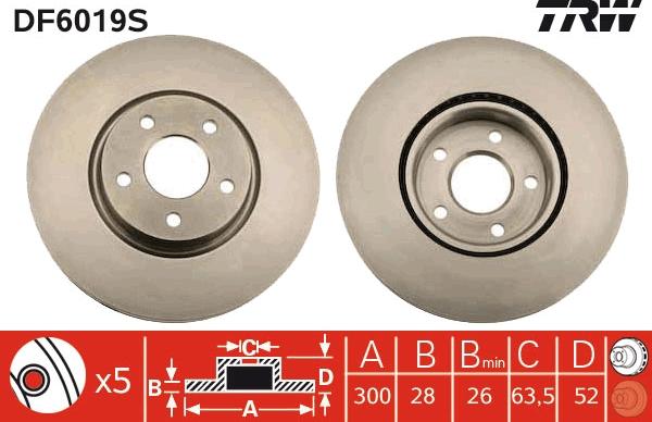 TRW DF6019S - Zavorni kolut www.parts5.com