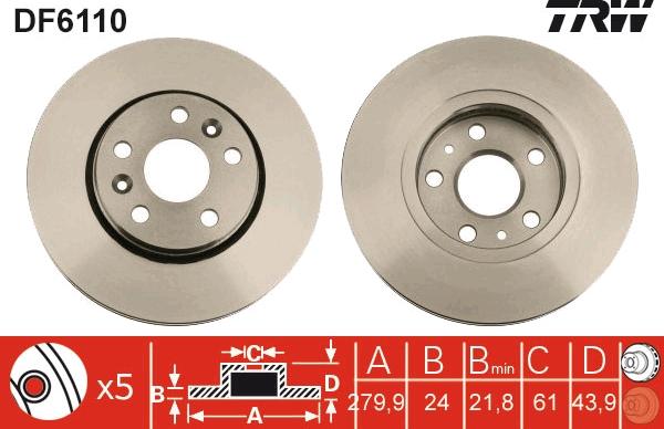 TRW DF6110 - Fren diski www.parts5.com