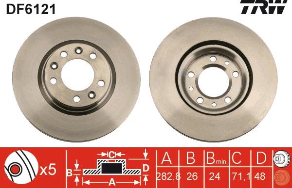 TRW DF6121 - Brzdový kotúč www.parts5.com