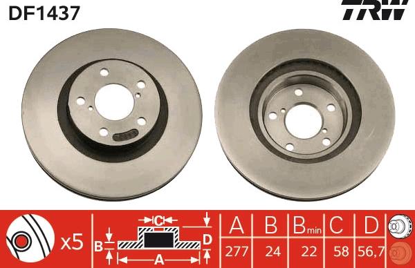 TRW DF1437 - Disque de frein www.parts5.com