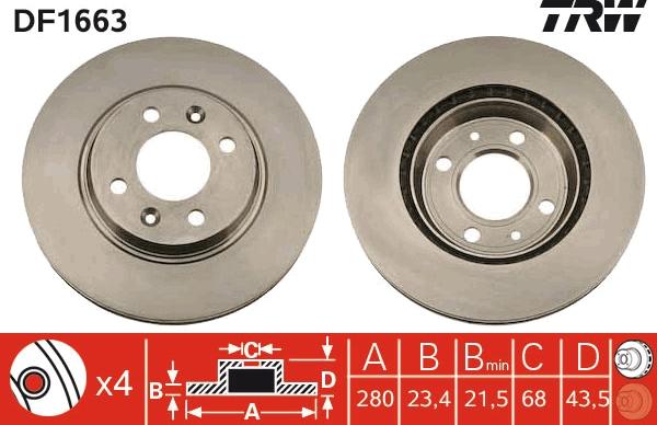 TRW DF1663 - Brake Disc www.parts5.com