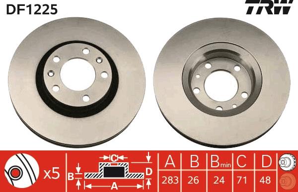 TRW DF1225 - Brzdový kotúč www.parts5.com