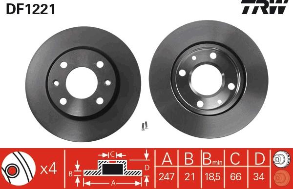 TRW DF1221 - Тормозной диск www.parts5.com