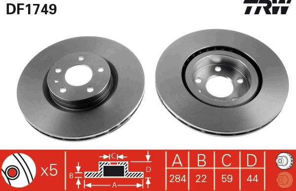 TRW DF1749 - Тормозной диск www.parts5.com