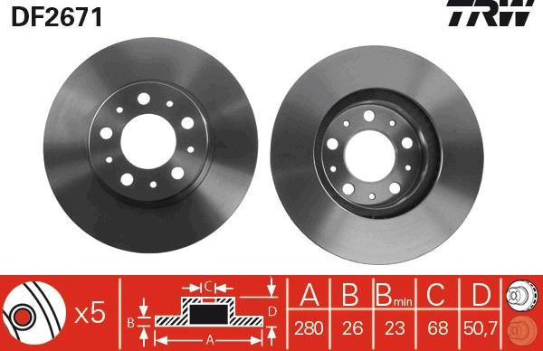 TRW DF2671 - Piduriketas www.parts5.com