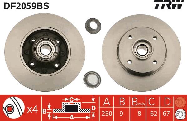 TRW DF2059BS - Тормозной диск www.parts5.com