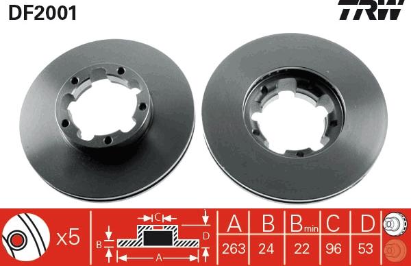 TRW DF2001 - Brake Disc parts5.com